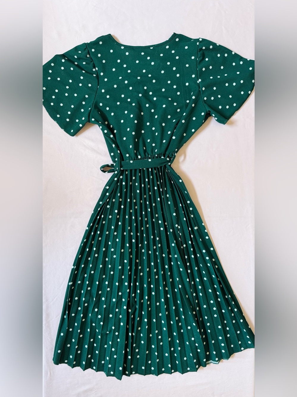 Lark + Grey Green Polka Dot Wrap Midi Dress - Picture 3 of 6